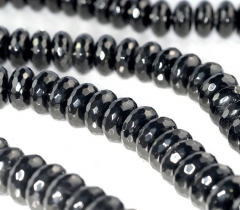 19x17mm Black Jet Gemstone Organic Micro Faceted Rondelle Loose Beads 16 inch Full Strand (90186881-884)