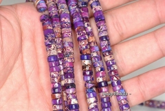 6x3mm Imperial Jasper Gemstone Purple Heishi Slice Rondelle Loose Beads 7.5 inch Half Strand (90143775-179)