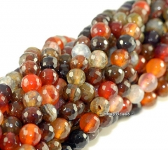 Firecrackers Fire Agate Gemstone Micro Faceted Round 6MM Loose Beads 8 inch Half Strand (90106904-121-A)