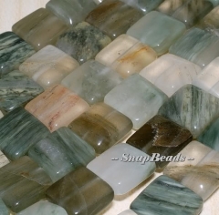 10mm Mojito Green Rutile Quartz Gemstone Light Square 10x10mm Loose Beads 15.5 inch Full Strand (10233386-62)