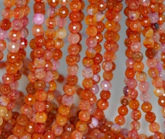 6mm Crackled Agate Gemstone Peach Faceted Round Loose Beads 15 inch Full Strand (90183883-366)