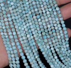 4MM Dominican Larimar Gemstone Grade AA Blue Fine Faceted Cut Round 4MM Loose Beads 15 inch Full Strand (80002459-794)