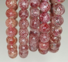 8mm Red Strawberry Lepidocrocite Quartz Gemstone Grade AA Round Loose Beads 7 inch Half Strand (90190534-827)