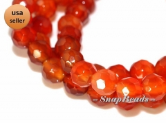 6MM Strawberry Daiquiri Agate Gemstone, Red, Faceted Round 6MM Loose Beads 16 inch Full Strand (90164944-11)