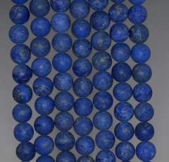 8mm Matte Lapis Lazuli Gemstone Garde A Blue Round Loose Beads 15.5 inch Full Strand (90183219-276)