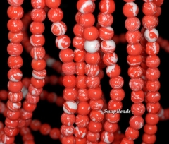 6mm Matrix Turquoise Gemstone Orange White Round 6mm Loose Beads 15.5 inch Full Strand (90146413-153)