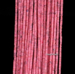 2mm Turquoise Gemstone Turquoise Pink Round Tube Heishi 2mm Loose Beads 12 inch (90189007-107-T2)