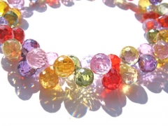 64pcs handmade cubic zircnoia bracelet CZ drop teadrop peach faceted rainbow mixed beads 4x6 5x7 6x9mm
