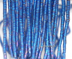 3x2mm Blue Hematite Gemstone Blue Rondelle Heishi 3x2mm Loose Beads 16 inch Full Strand (90188980-149a)