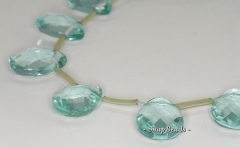 24x20mm Green Quartz (Glass) Gemstone Faceted Teardrop Loose Beads 6.5 inch Half Strand (90144058-B24-542)