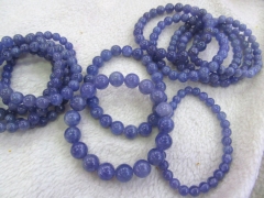 genuine Tanzanite round violet Natural Kyanite Gemstone Round Dark blue flashy Evil eyes Beads kyanite bracelet 6-12mm 8inch