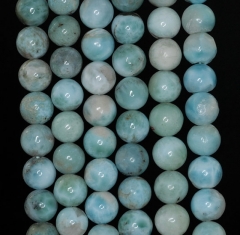 8MM Dominican Larimar Gemstone Grade AB Blue Round 8MM Loose Beads 7.5" inch Half Strand (90183479-789)