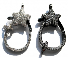 Wholesale 6sets 28-45mm Micro Pave Enhancer Clasp,Large CZ Star Clasp,Pave Lobster Clasp,Lobster Clo