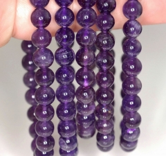 7mm Dark Amethyst Gemstone Grade A Purple Round 7mm Loose Beads 7 inch Half Strand (90191624-813)