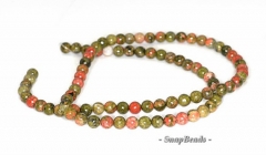 4mm Lotus Pond Unakite Gemstone Grade A Round 4mm Loose Beads 15.5 inch Full Strand (90114628-246)