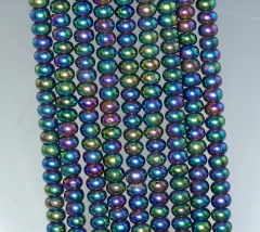 6x4mm Titanium Rainbow Iron Pyrite Gemstone Rondelle Loose Beads 7.5 inch Half Strand (90183785-404)