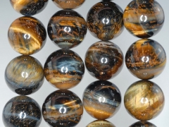 18mm Golden Blue Tiger Eye Gemstone Hawk Eye Grade A Round Loose Beads 7.5 inch Half Strand (90186162-740)