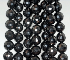 12mm Black Jet Gemstone Micro Faceted Round Loose Beads 16 inch Full Strand (90186941-826)