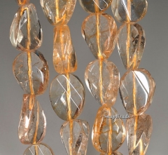 14x10mm Citrine Quartz Gemstone Twist Oval Loose Beads 7 inch Half Strand (90144250-B14-524)