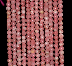 3.5mm Rhodochrosite Gemstone Red Round Loose Beads 15.5 inch Full Strand (90183627-371)