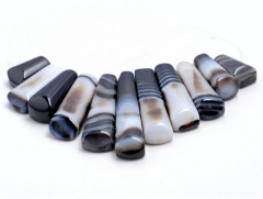 Black Striped Agate Gemstone Black White 40x10MM-15x10MM Loose Beads Graduated Set Stick 11 Beads (80001511-89)