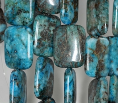 30x22mm Blue Lagoon Pyrite Inclusions Quartz Gemstone Rectangle Loose Beads 16 inch Full Strand (90185867-852)