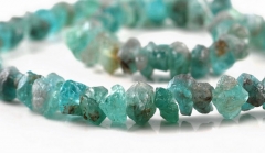 8mm-10mm Aqua Blue Apatite Gemstone Grade AA Rough Nugget Chips Loose Beads 15.5 inch Full Strand (90182500-131)