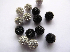 High Quality 100pcs 4-16mm,Micro Pave Crystal Shamballa Ball beads, Micro Pave clear white Black Findings Charm, Round Ball Spac