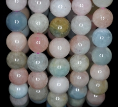 10mm Beryl Morganite Gemstone Grade AA Pink Multicolor Round Loose Beads 7.5 inch Half Strand (90183562-788)