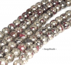 8mm Red Iron Pyrite Inclusions Gemstone Grade AA Round 8mm Loose Beads 7.5 inch Half Strand (90191027-180)