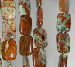 14x10mm African Green Opal Gemstone Brown Green Rectangle Loose Beads 16 inch Full Strand (90185885-848)