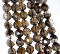 12mm Dark Smoky Quartz Gemstone Grade AA Faceted Round Loose Beads 15 inch Full Strand (90186088-731)