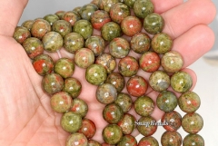 8mm Lotus Pond Unakite Gemstone Green Brown, Round 8mm Loose Beads 15.5 inch Full Strand (90114587-243)