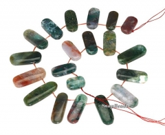 Gradated Indian Agate Gemstone Round Tube 38x14mm-18x14mm Loose Beads 16.5 inch Full Strand (90148381-277)