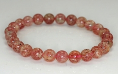 8mm Red Strawberry Lepidocrocite Quartz Gemstone Grade AA Round Loose Beads 7 inch Half Strand (90190534-827)