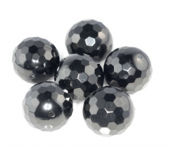 17mm Black Jet Gemstone Organic Micro Faceted Round Loose Beads 16 inch Full Strand (90186938-887)