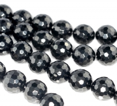 19mm Black Jet Gemstone Organic Micro Faceted Round Loose Beads 7.5 inch 10 Beads (90186868-887)