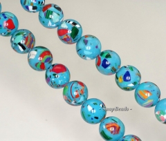 10mm Matrix Turquoise Gemstone Blue Mosaic Round 10mm Loose Beads 15.5 Inch Full Strand (90145282-212)