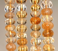 11x7-10x5mm Citrine Quartz Gemstone Rondelle Loose Beads 7.5 inch Half Strand (90191249-B22-540)