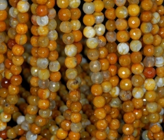 6mm Fire Agate Gemstone Yellow Faceted Round Loose Beads 15 inch Full Strand (90183858-365)