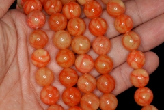12mm Fire Cracker Jade Gemstone Grade AA Orange Round Loose Beads 16 inch Full Strand (90185306-862)