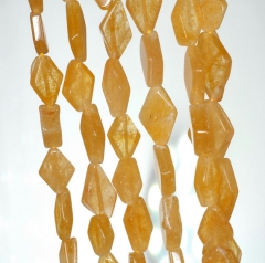 9x7-19x10mm Honey Jade Gemstone Yellow Diamond Prism Nugget Loose Beads 14-15 inch Full Strand(90184989-897)