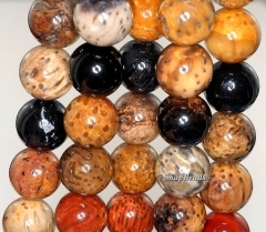 18mm Petrified Wood Fossil Gemstone Brown Round 18mm Loose Beads 15.5 inch Full Strand (90147657-281)