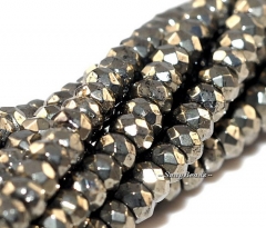 4x3mm Palazzo Iron Pyrite Gemstones Grade AA Micro Faceted Rondelle Loose Beads 5 inch (90106996-147)