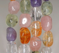 22x15-15x12mm Amethyst Citrine Prehnite Rose Rock Crystal Mix Quartz Gemstone Nugget Loose Beads 7.5 inch Half Strand (90144071-