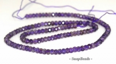 4x3mm Royal Dark Amethyst Gemstone Faceted Rondelle 4x3mm Loose Beads 7.5 inch Half Strand (90191993-341)