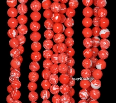 6mm Matrix Turquoise Gemstone Orange White Round 6mm Loose Beads 15.5 inch Full Strand (90146413-153)