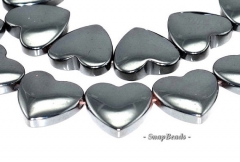 12mm Noir Black Hematite Black Love Heart Topdrill Loose Beads 7.5 inch Half Strand (90147202-339)