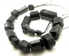 Natural Rare Black Tourmaline Gemstone Graduated 30x30-10x10mm Loose Beads 16" inch Full Strand (90149120-B47)