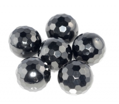 19mm Black Jet Gemstone Organic Micro Faceted Round Loose Beads 7.5 inch 10 Beads (90186868-887)